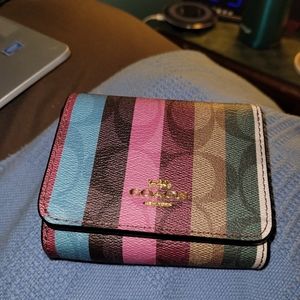 Coach Women's trifold stripped wallet NWOT